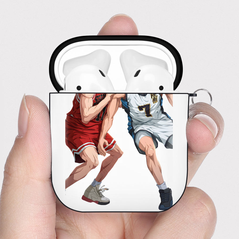 （画像用） SLAM DUNK／スラムダンク AirPods 第2世代保護ケース ハードシェル ブラック 耐衝撃・防指紋・カラビナ付き