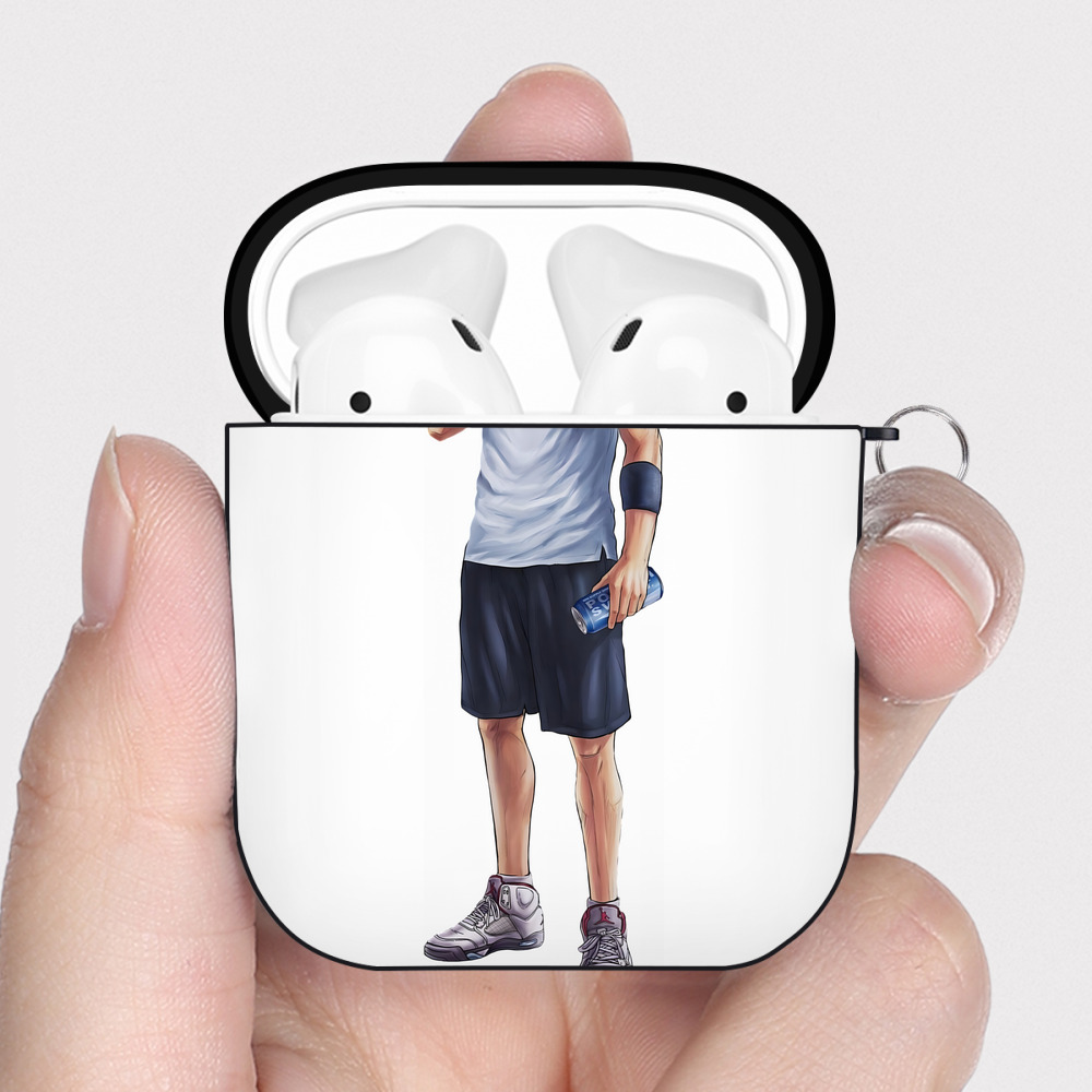（画像用） SLAM DUNK／スラムダンク AirPods 第2世代保護ケース ハードシェル ブラック 耐衝撃・防指紋・カラビナ付き