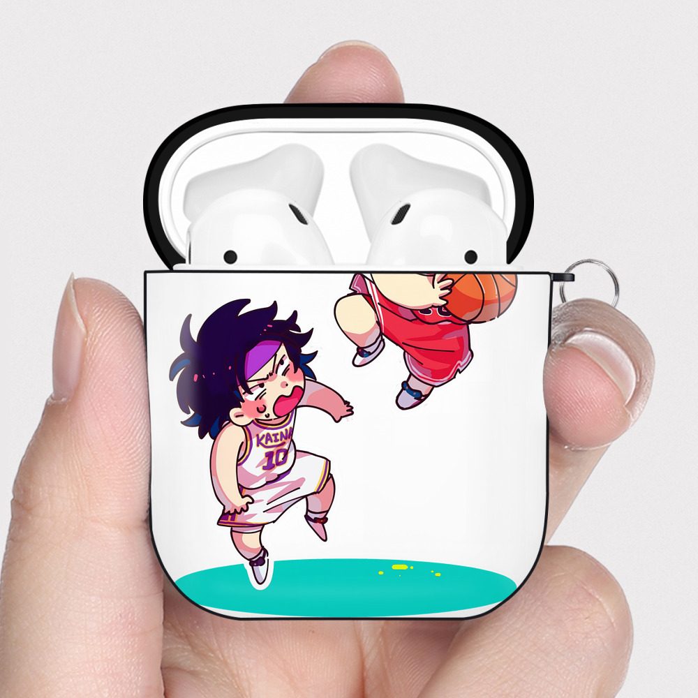 （画像用） SLAM DUNK／スラムダンク AirPods 第2世代保護ケース ハードシェル ブラック 耐衝撃・防指紋・カラビナ付き