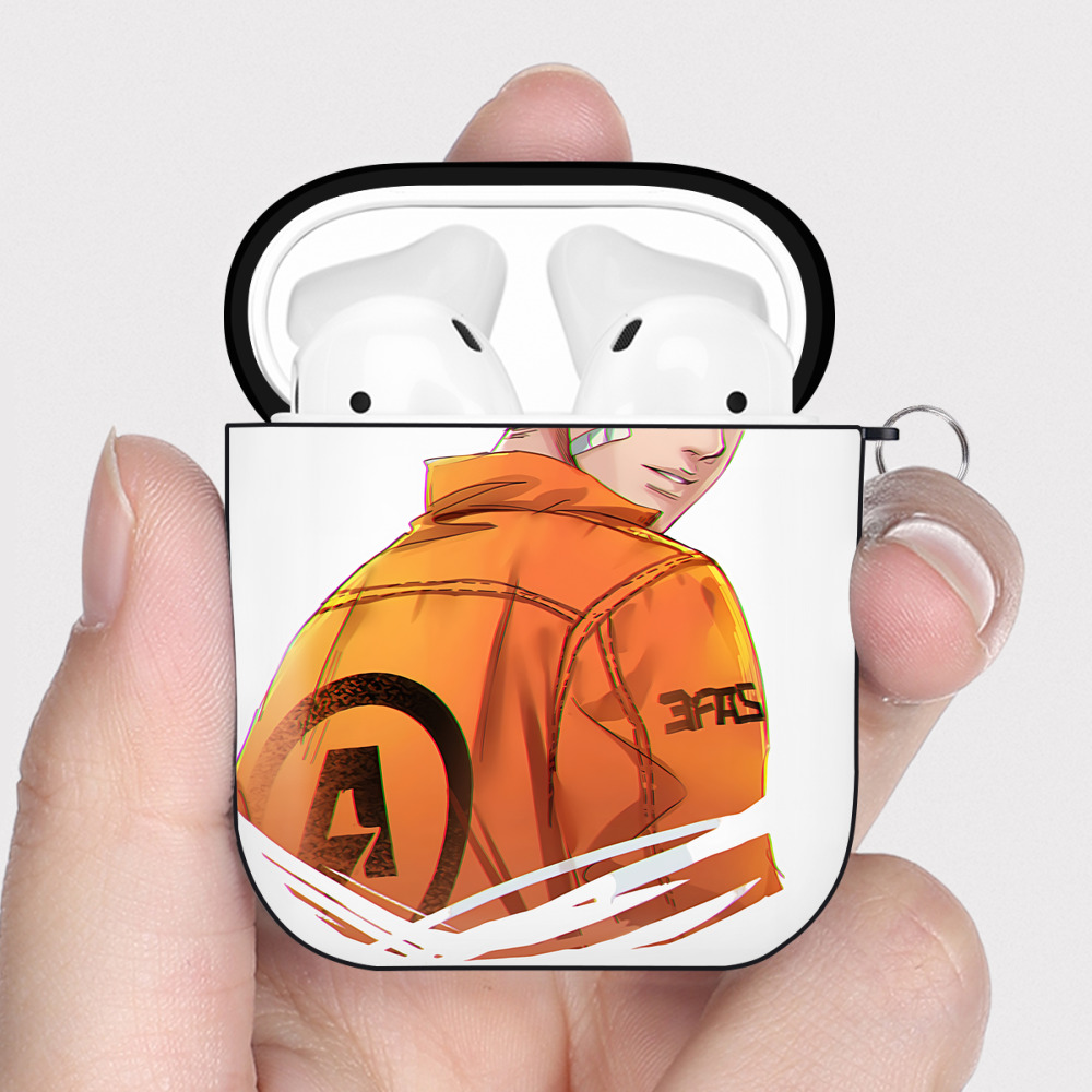 （画像用） SLAM DUNK／スラムダンク AirPods 第2世代保護ケース ハードシェル ブラック 耐衝撃・防指紋・カラビナ付き