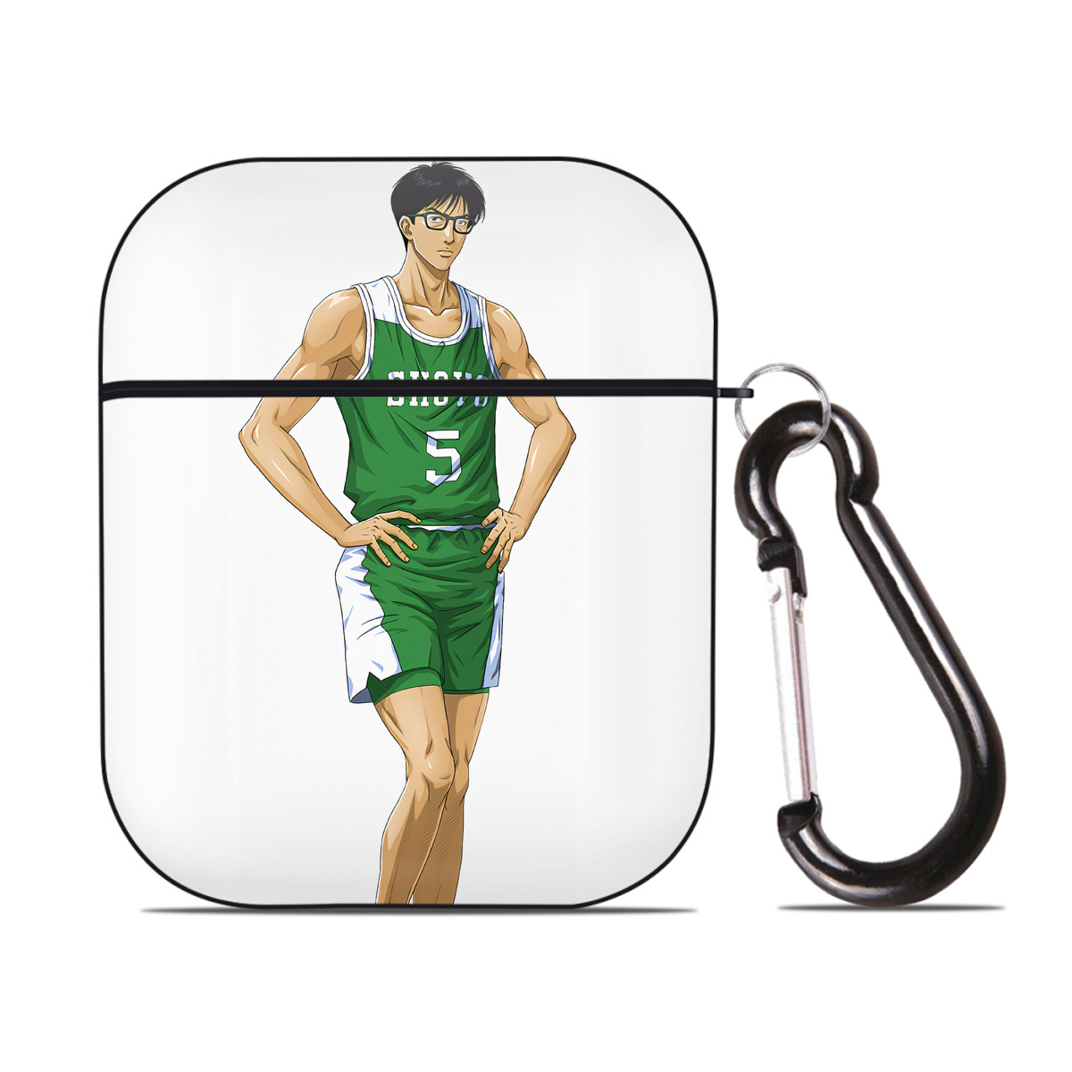 （画像用） SLAM DUNK／スラムダンク AirPods 第2世代保護ケース ハードシェル ブラック 耐衝撃・防指紋・カラビナ付き