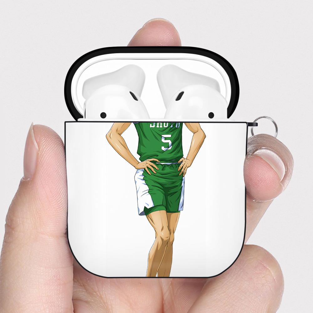（画像用） SLAM DUNK／スラムダンク AirPods 第2世代保護ケース ハードシェル ブラック 耐衝撃・防指紋・カラビナ付き