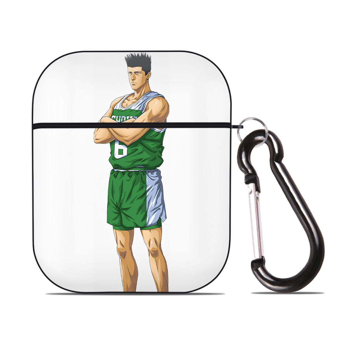 （画像用） SLAM DUNK／スラムダンク AirPods 第2世代保護ケース ハードシェル ブラック 耐衝撃・防指紋・カラビナ付き