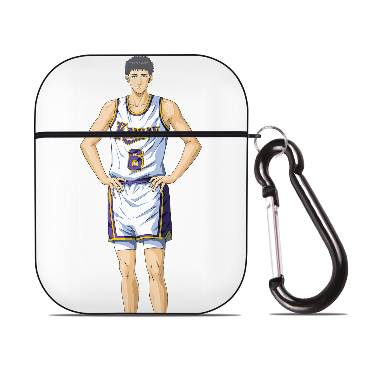 （画像用） SLAM DUNK／スラムダンク AirPods 第2世代保護ケース ハードシェル ブラック 耐衝撃・防指紋・カラビナ付き