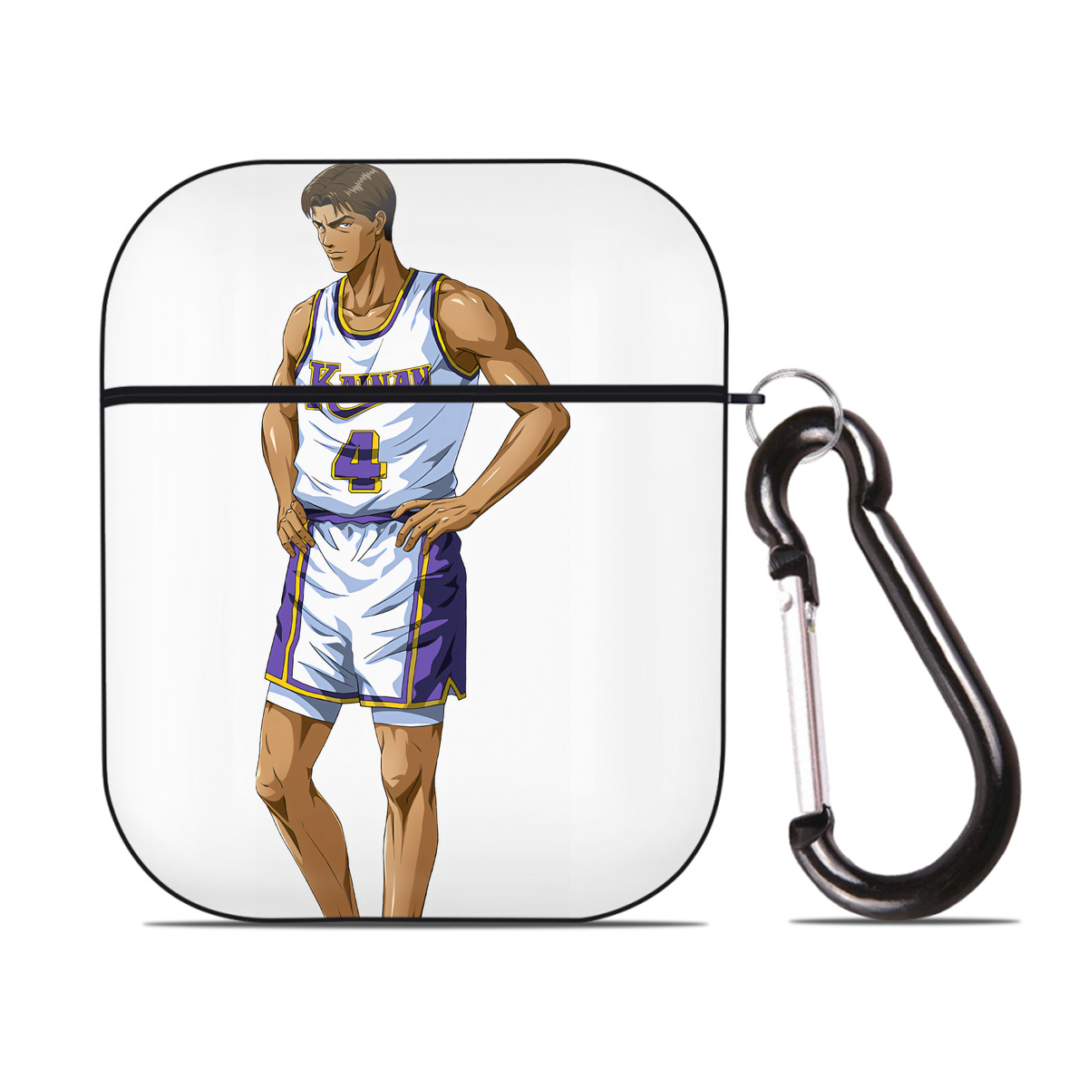 （画像用） SLAM DUNK／スラムダンク AirPods 第2世代保護ケース ハードシェル ブラック 耐衝撃・防指紋・カラビナ付き