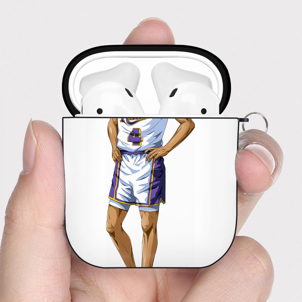 （画像用） SLAM DUNK／スラムダンク AirPods 第2世代保護ケース ハードシェル ブラック 耐衝撃・防指紋・カラビナ付き
