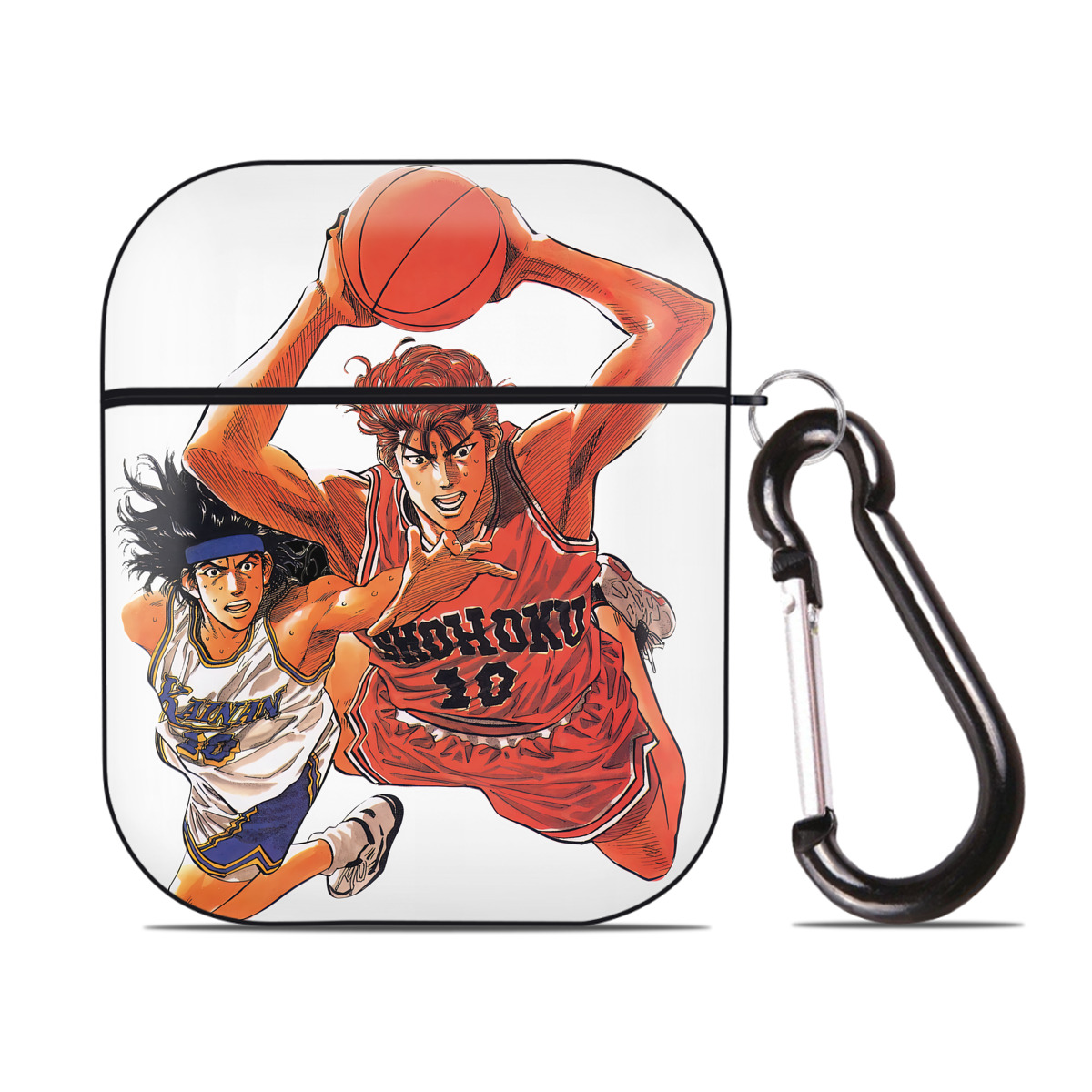 （画像用） SLAM DUNK／スラムダンク AirPods 第2世代保護ケース ハードシェル ブラック 耐衝撃・防指紋・カラビナ付き