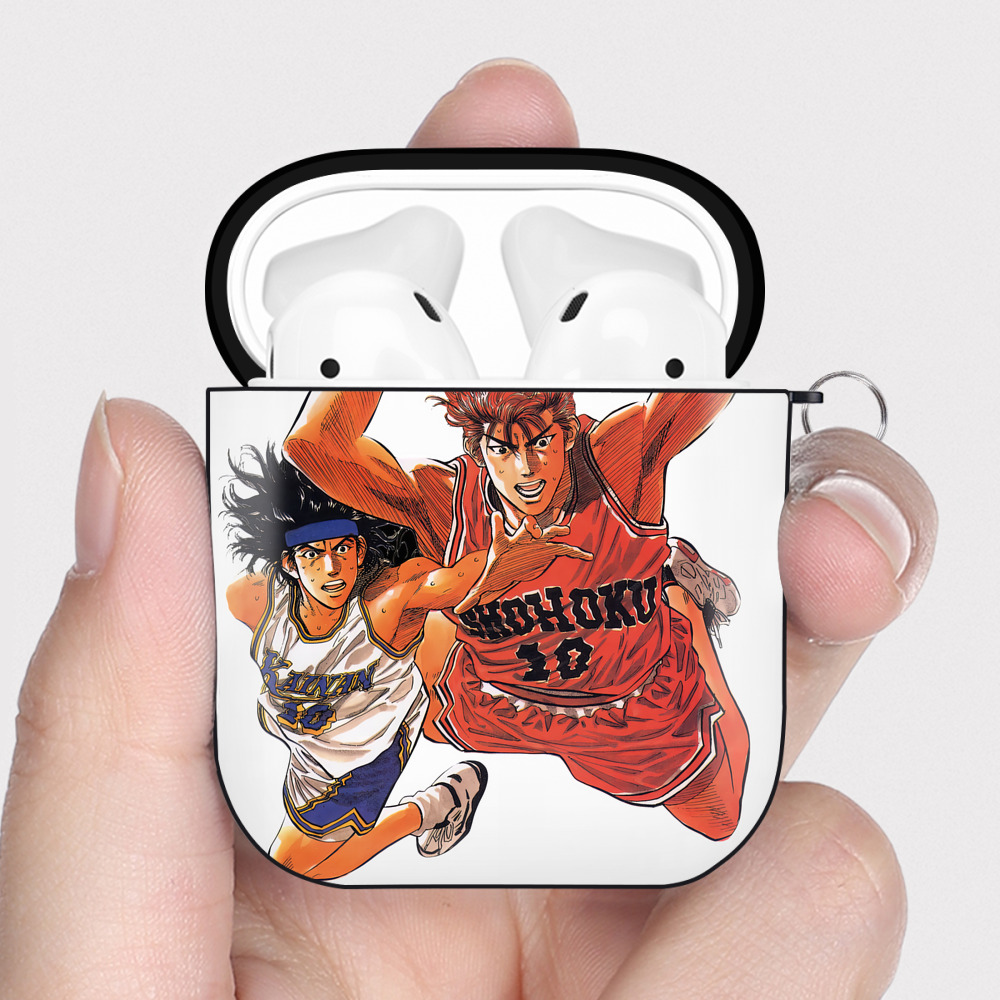 （画像用） SLAM DUNK／スラムダンク AirPods 第2世代保護ケース ハードシェル ブラック 耐衝撃・防指紋・カラビナ付き