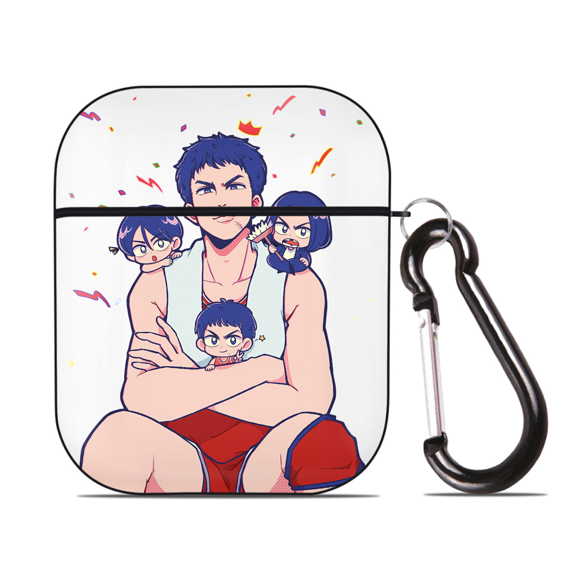 （画像用） SLAM DUNK／スラムダンク AirPods 第2世代保護ケース ハードシェル ブラック 耐衝撃・防指紋・カラビナ付き