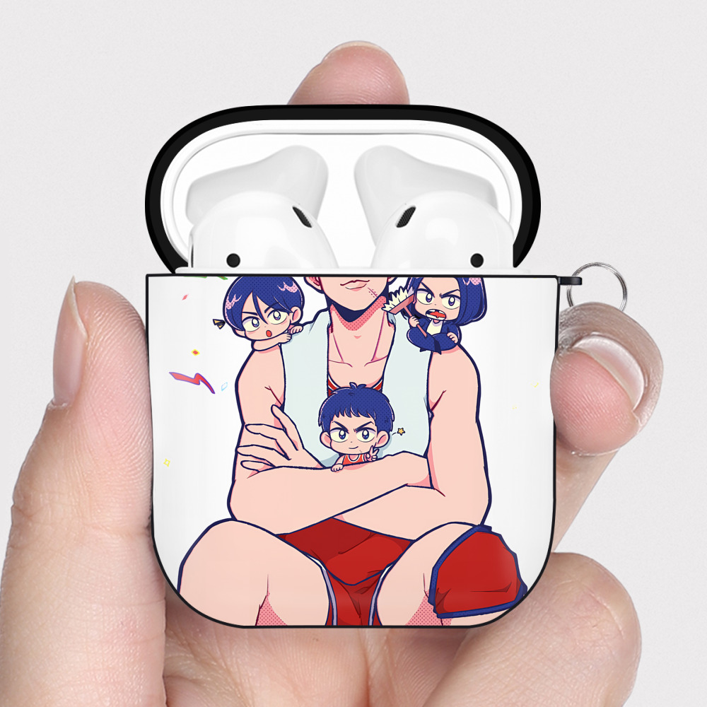 （画像用） SLAM DUNK／スラムダンク AirPods 第2世代保護ケース ハードシェル ブラック 耐衝撃・防指紋・カラビナ付き
