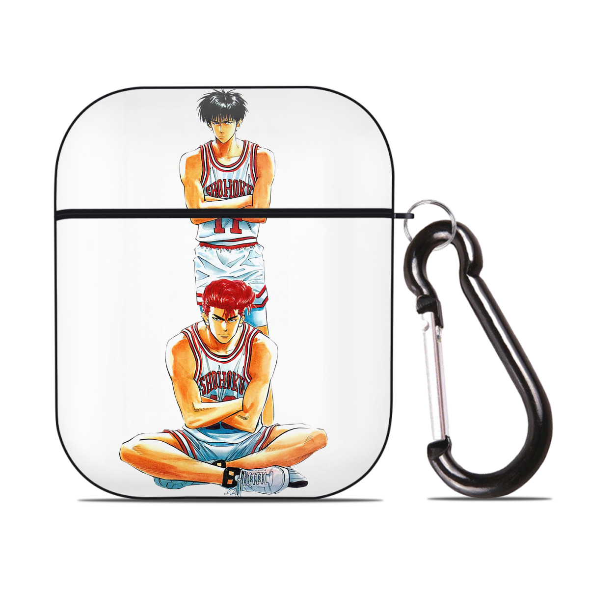 （画像用） SLAM DUNK／スラムダンク AirPods 第2世代保護ケース ハードシェル ブラック 耐衝撃・防指紋・カラビナ付き