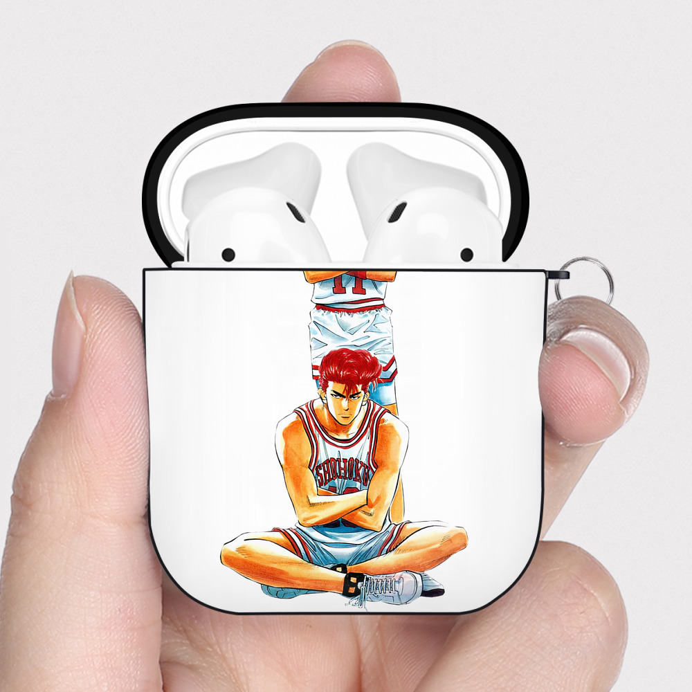 （画像用） SLAM DUNK／スラムダンク AirPods 第2世代保護ケース ハードシェル ブラック 耐衝撃・防指紋・カラビナ付き