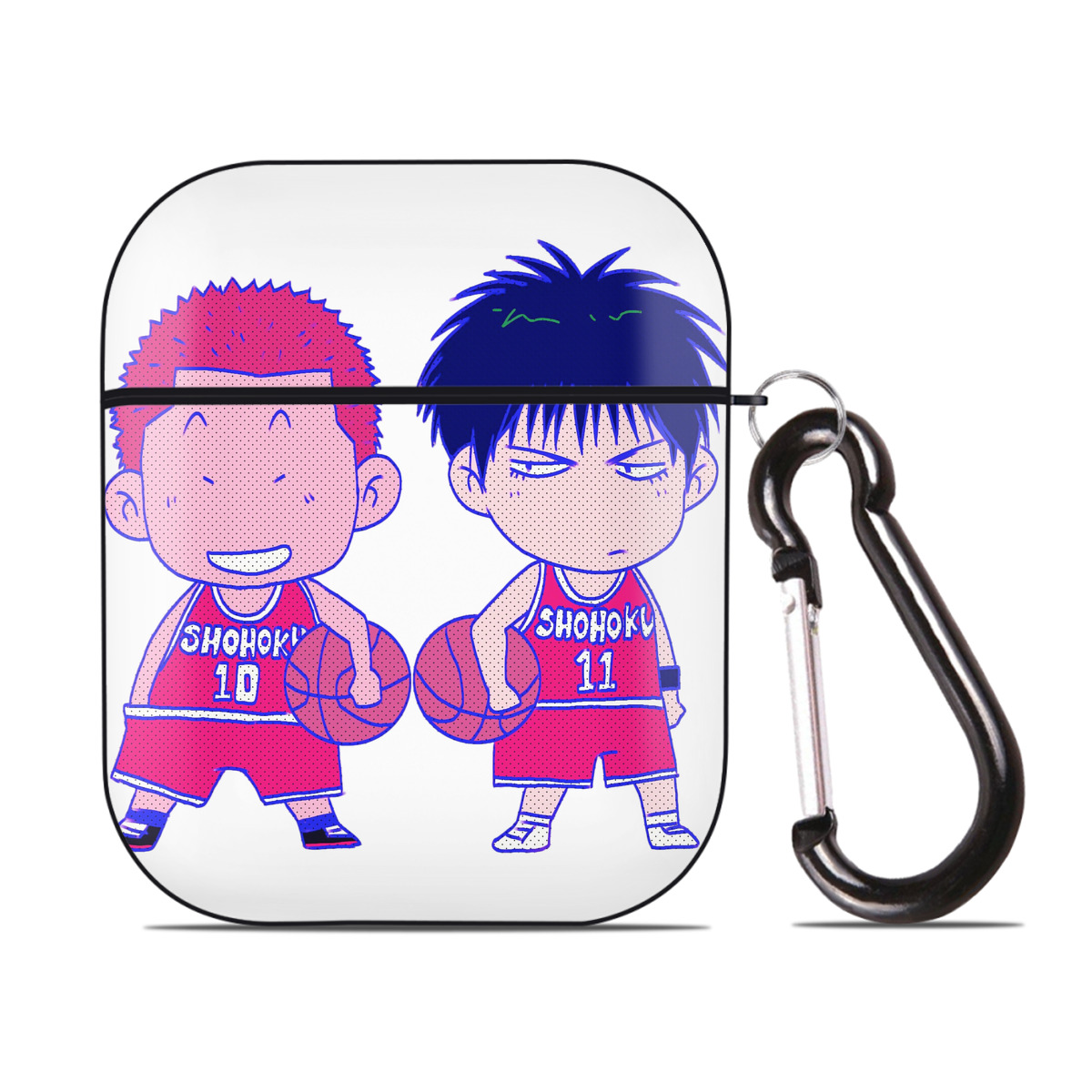 （画像用） SLAM DUNK／スラムダンク AirPods 第2世代保護ケース ハードシェル ブラック 耐衝撃・防指紋・カラビナ付き