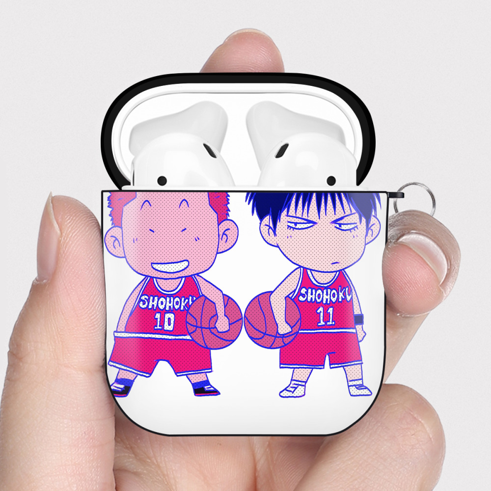 （画像用） SLAM DUNK／スラムダンク AirPods 第2世代保護ケース ハードシェル ブラック 耐衝撃・防指紋・カラビナ付き