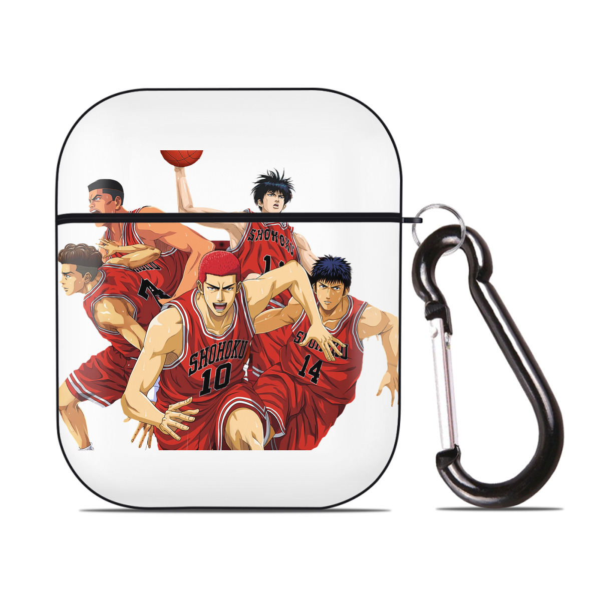 （画像用） SLAM DUNK／スラムダンク AirPods 第2世代保護ケース ハードシェル ブラック 耐衝撃・防指紋・カラビナ付き