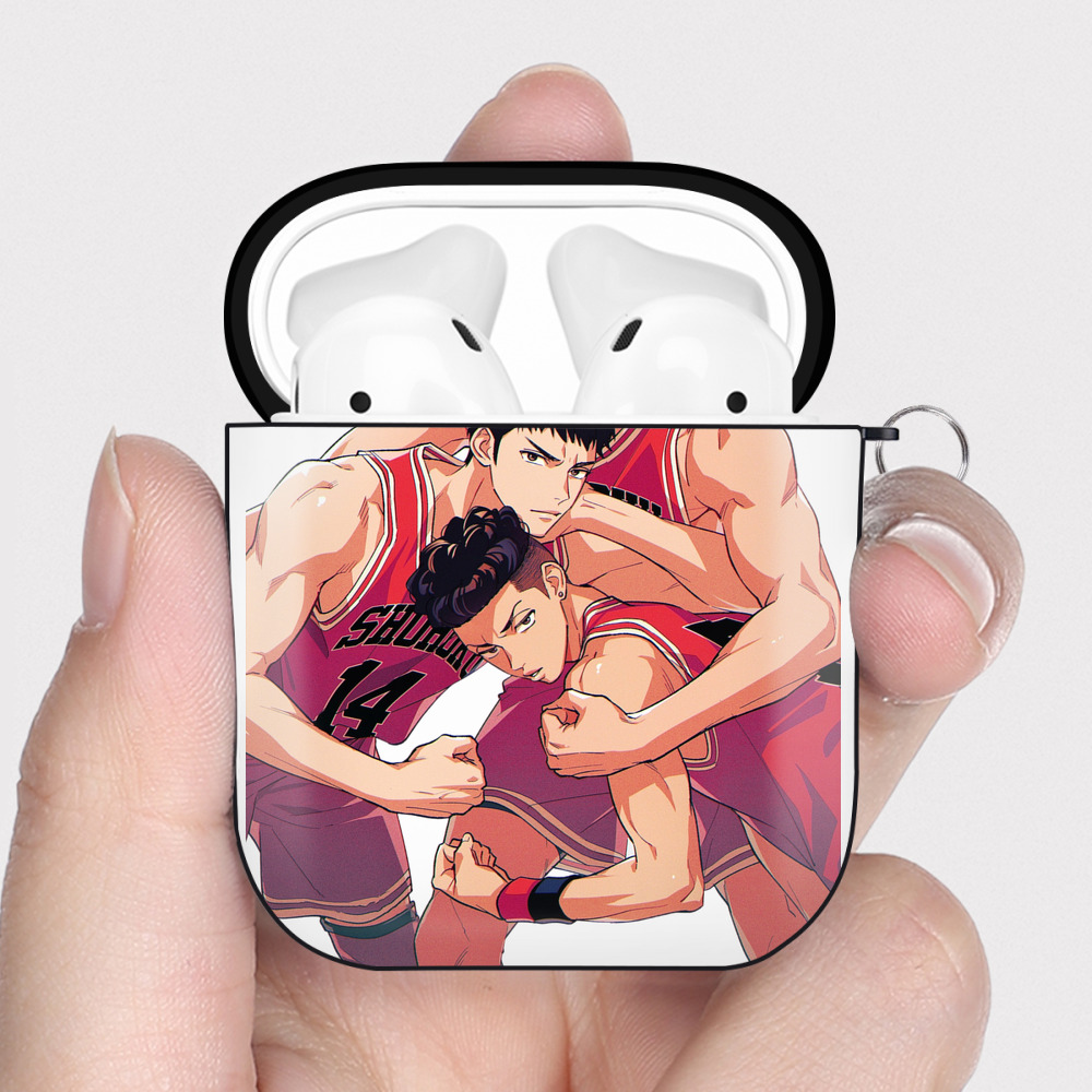 （画像用） SLAM DUNK／スラムダンク AirPods 第2世代保護ケース ハードシェル ブラック 耐衝撃・防指紋・カラビナ付き