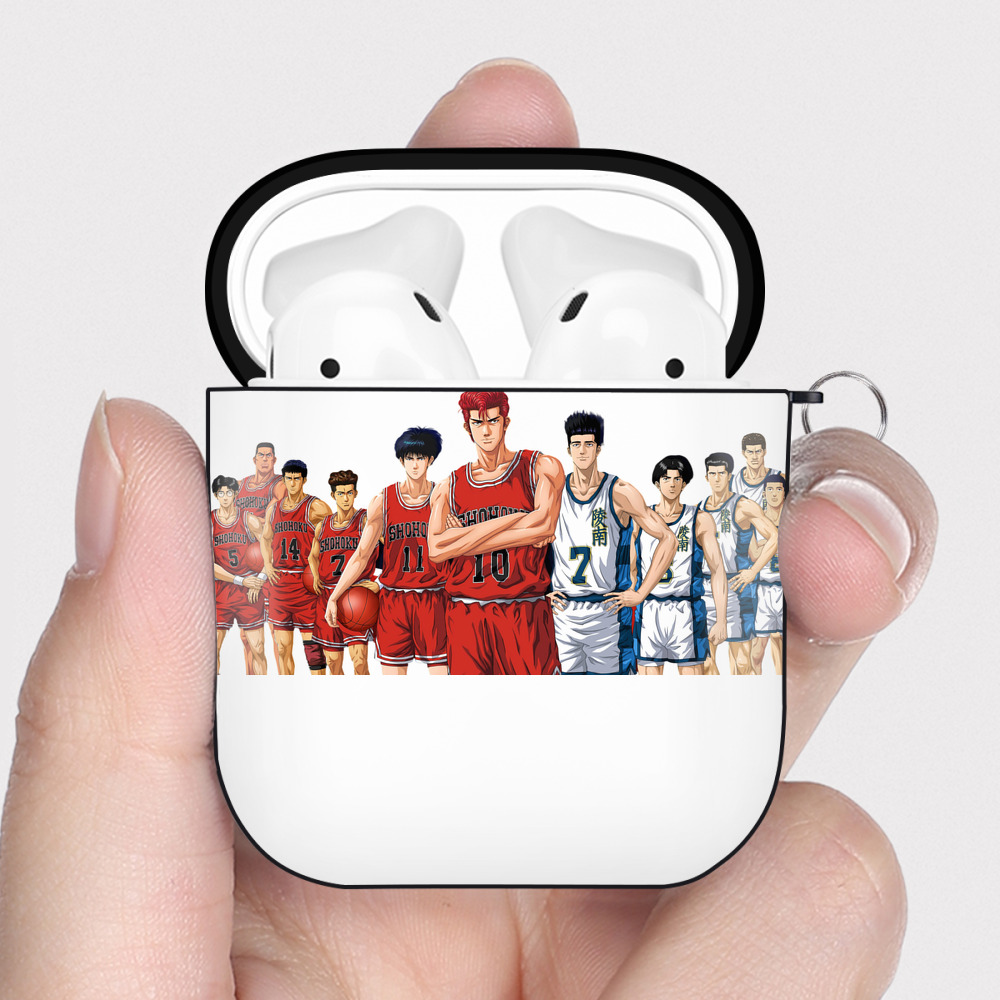 （画像用） SLAM DUNK／スラムダンク AirPods 第2世代保護ケース ハードシェル ブラック 耐衝撃・防指紋・カラビナ付き