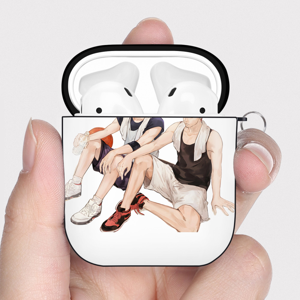 （画像用） SLAM DUNK／スラムダンク AirPods 第2世代保護ケース ハードシェル ブラック 耐衝撃・防指紋・カラビナ付き