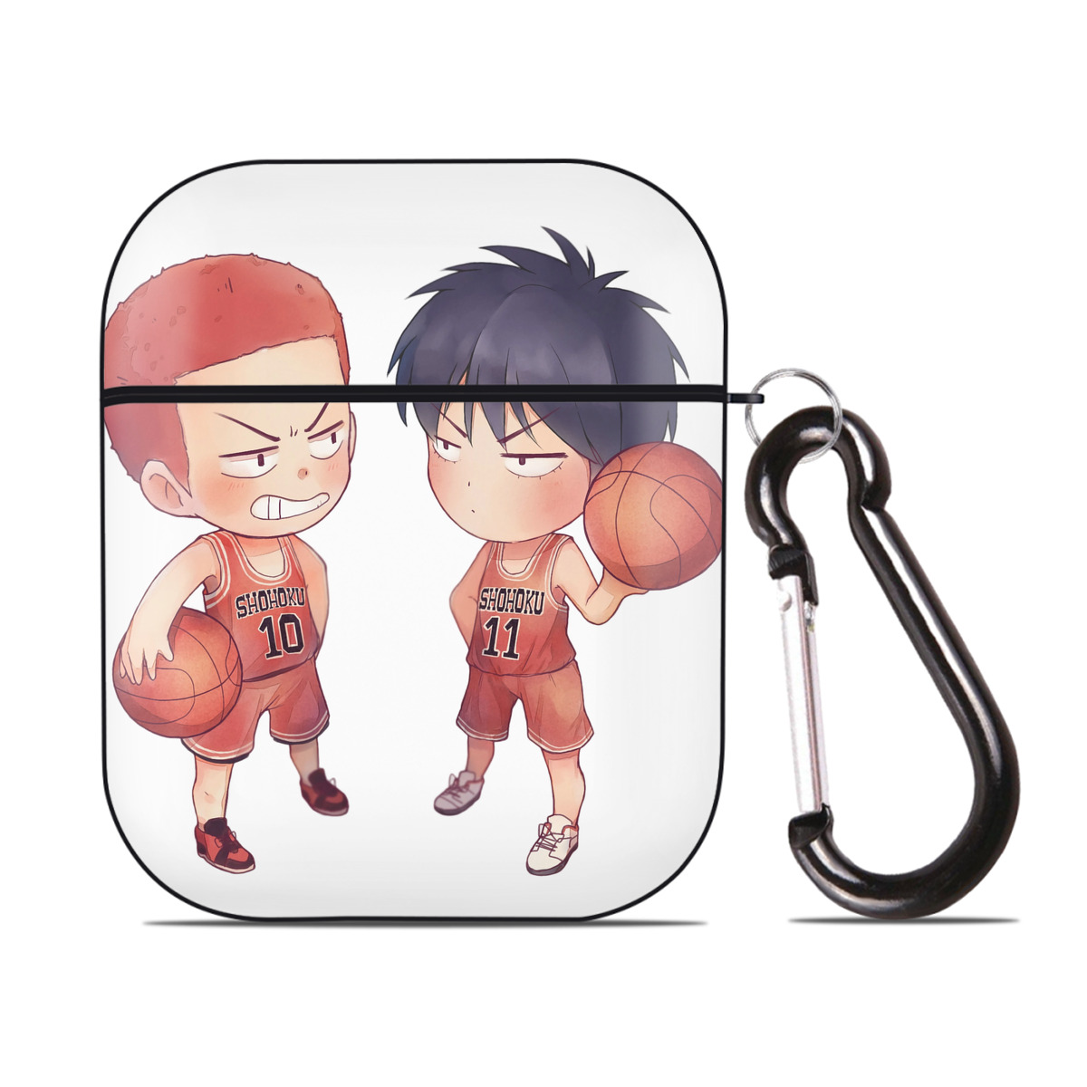 （画像用） SLAM DUNK／スラムダンク AirPods 第2世代保護ケース ハードシェル ブラック 耐衝撃・防指紋・カラビナ付き