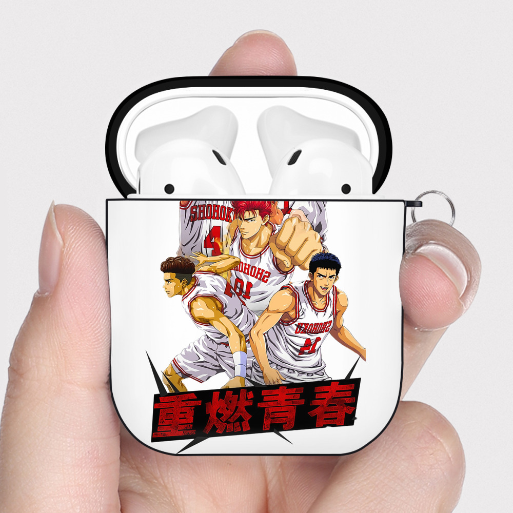 （画像用） SLAM DUNK／スラムダンク AirPods 第2世代保護ケース ハードシェル ブラック 耐衝撃・防指紋・カラビナ付き
