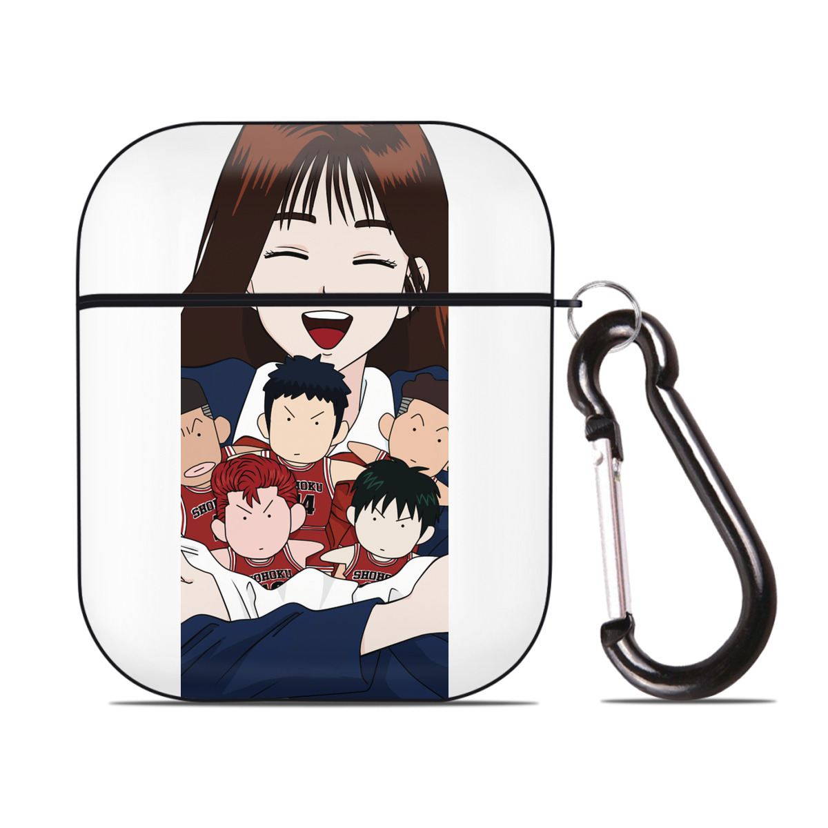 （画像用） SLAM DUNK／スラムダンク AirPods 第2世代保護ケース ハードシェル ブラック 耐衝撃・防指紋・カラビナ付き