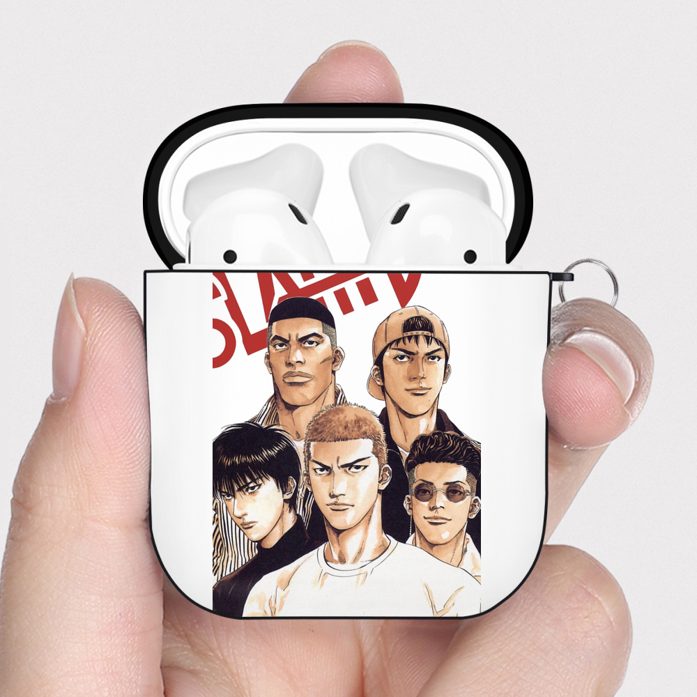 （画像用） SLAM DUNK／スラムダンク AirPods 第2世代保護ケース ハードシェル ブラック 耐衝撃・防指紋・カラビナ付き