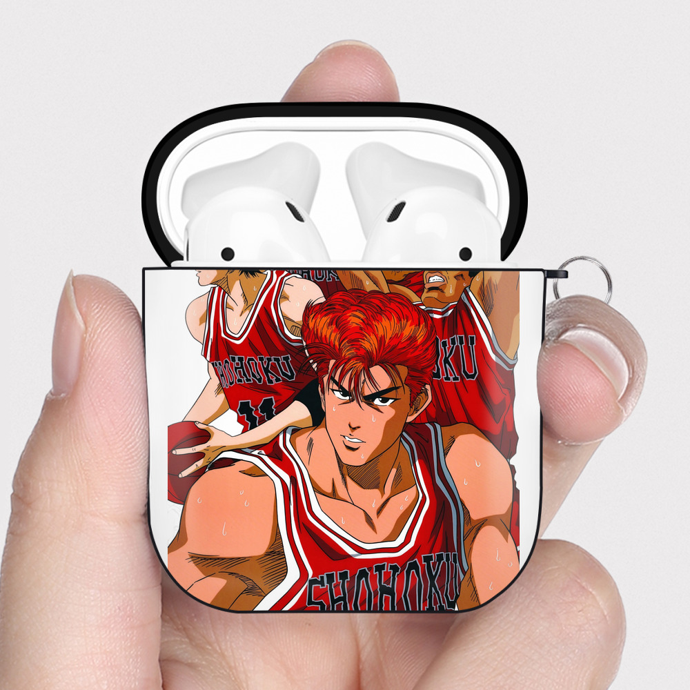 （画像用） SLAM DUNK／スラムダンク AirPods 第2世代保護ケース ハードシェル ブラック 耐衝撃・防指紋・カラビナ付き