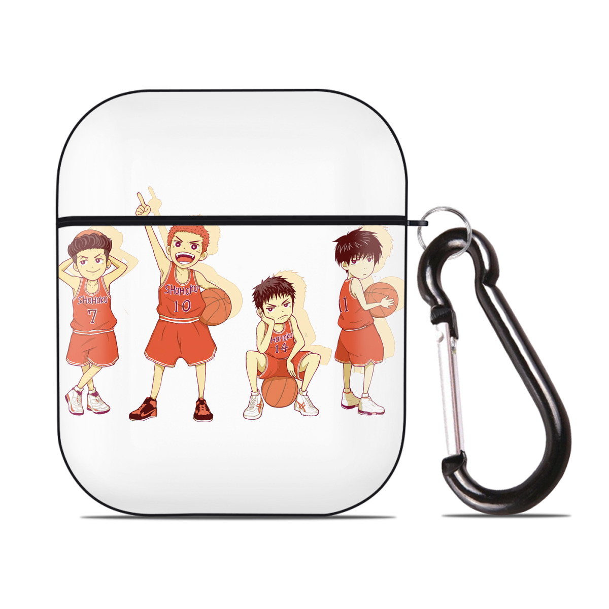 （画像用） SLAM DUNK／スラムダンク AirPods 第2世代保護ケース ハードシェル ブラック 耐衝撃・防指紋・カラビナ付き
