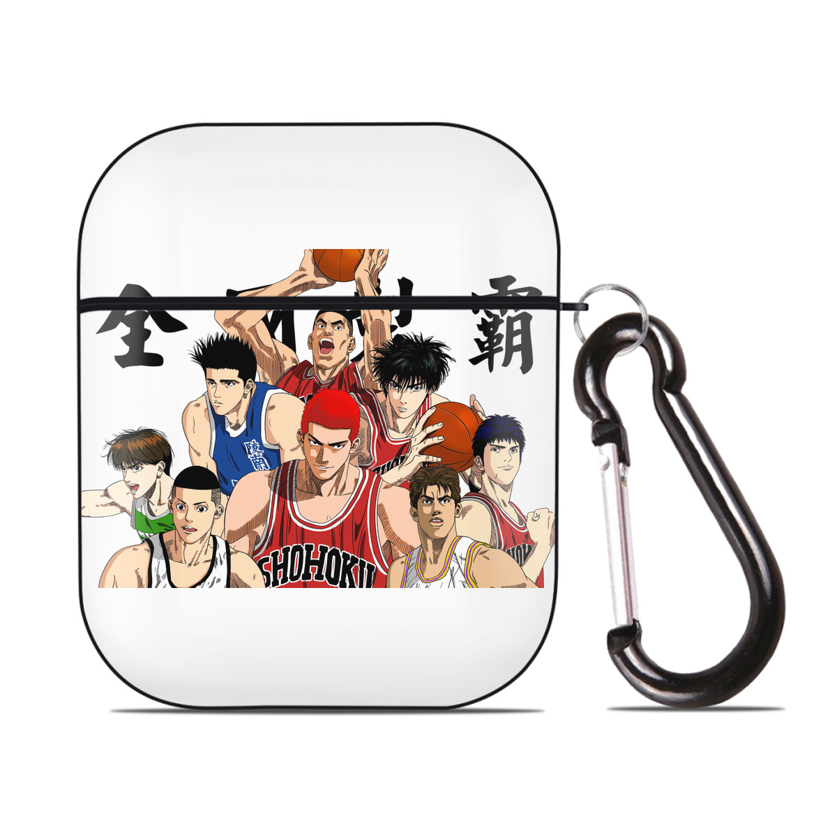 （画像用） SLAM DUNK／スラムダンク AirPods 第2世代保護ケース ハードシェル ブラック 耐衝撃・防指紋・カラビナ付き