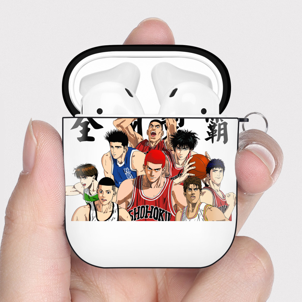 （画像用） SLAM DUNK／スラムダンク AirPods 第2世代保護ケース ハードシェル ブラック 耐衝撃・防指紋・カラビナ付き