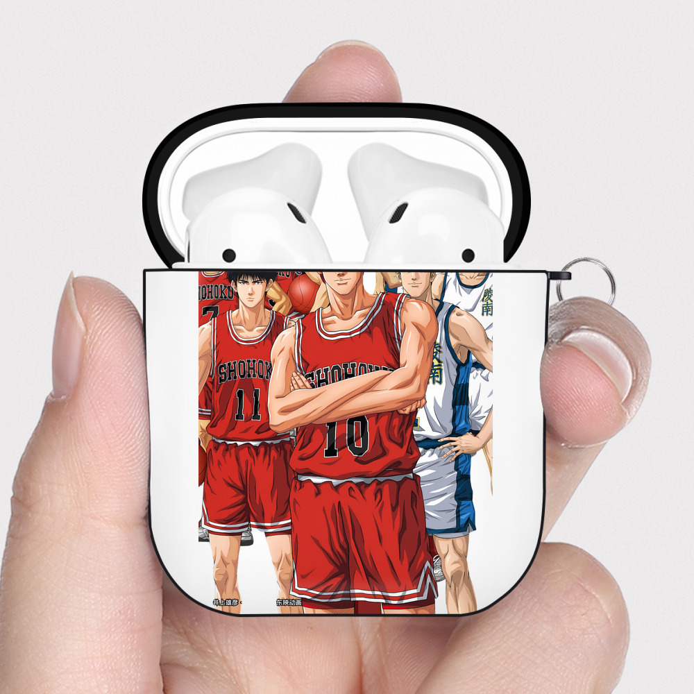 （画像用） SLAM DUNK／スラムダンク AirPods 第2世代保護ケース ハードシェル ブラック 耐衝撃・防指紋・カラビナ付き
