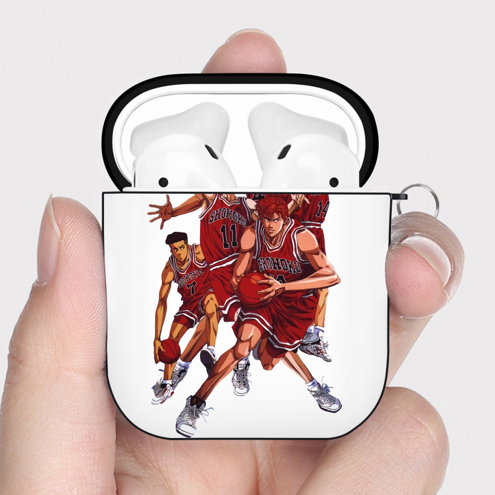 （画像用） SLAM DUNK／スラムダンク AirPods 第2世代保護ケース ハードシェル ブラック 耐衝撃・防指紋・カラビナ付き