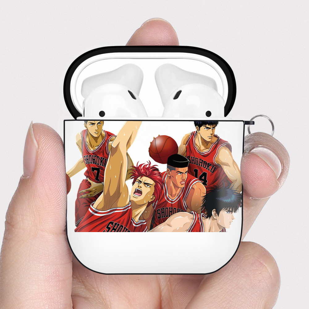 （画像用） SLAM DUNK／スラムダンク AirPods 第2世代保護ケース ハードシェル ブラック 耐衝撃・防指紋・カラビナ付き