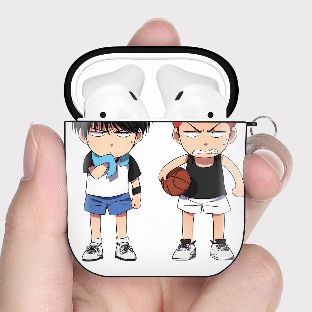 （画像用） SLAM DUNK／スラムダンク AirPods 第2世代保護ケース ハードシェル ブラック 耐衝撃・防指紋・カラビナ付き