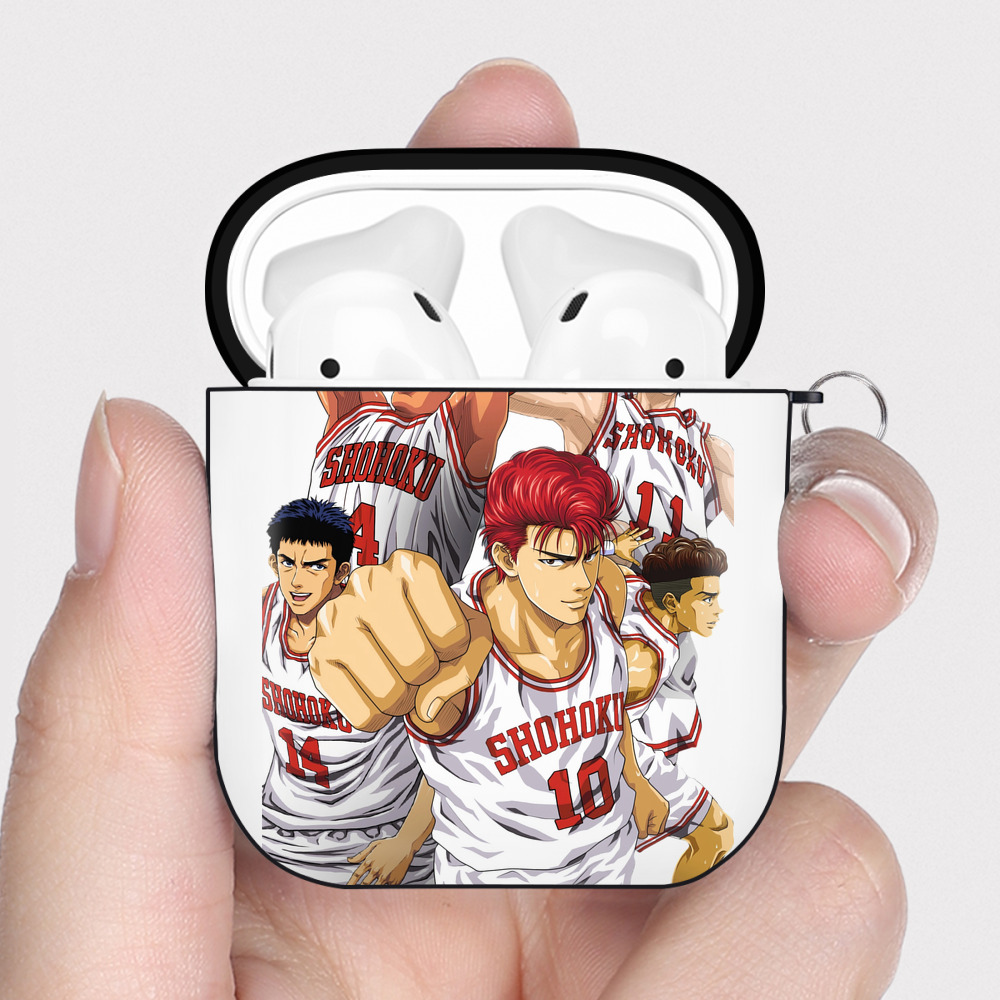 （画像用） SLAM DUNK／スラムダンク AirPods 第2世代保護ケース ハードシェル ブラック 耐衝撃・防指紋・カラビナ付き