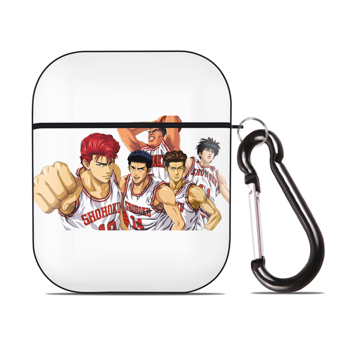 （画像用） SLAM DUNK／スラムダンク AirPods 第2世代保護ケース ハードシェル ブラック 耐衝撃・防指紋・カラビナ付き