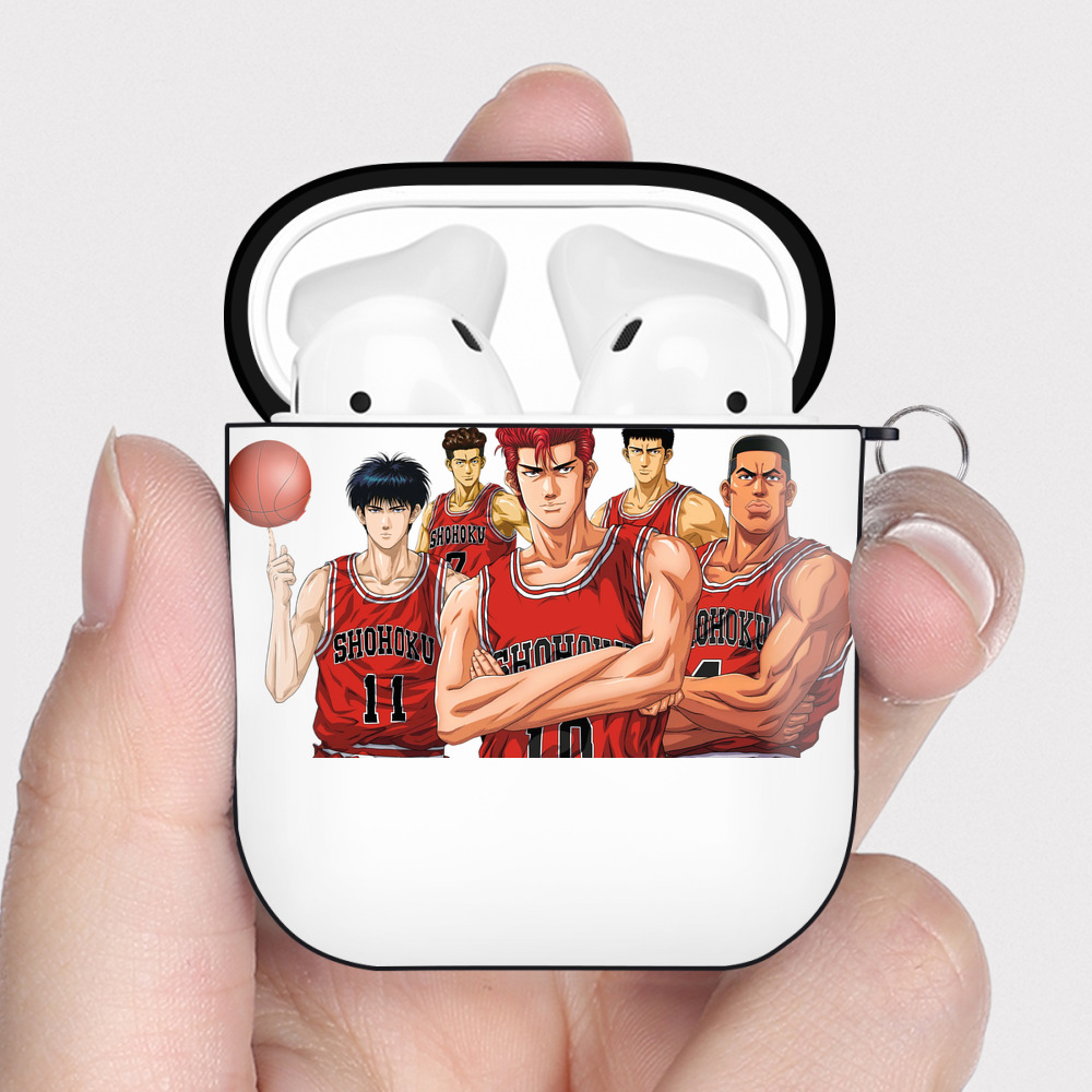 （画像用） SLAM DUNK／スラムダンク AirPods 第2世代保護ケース ハードシェル ブラック 耐衝撃・防指紋・カラビナ付き