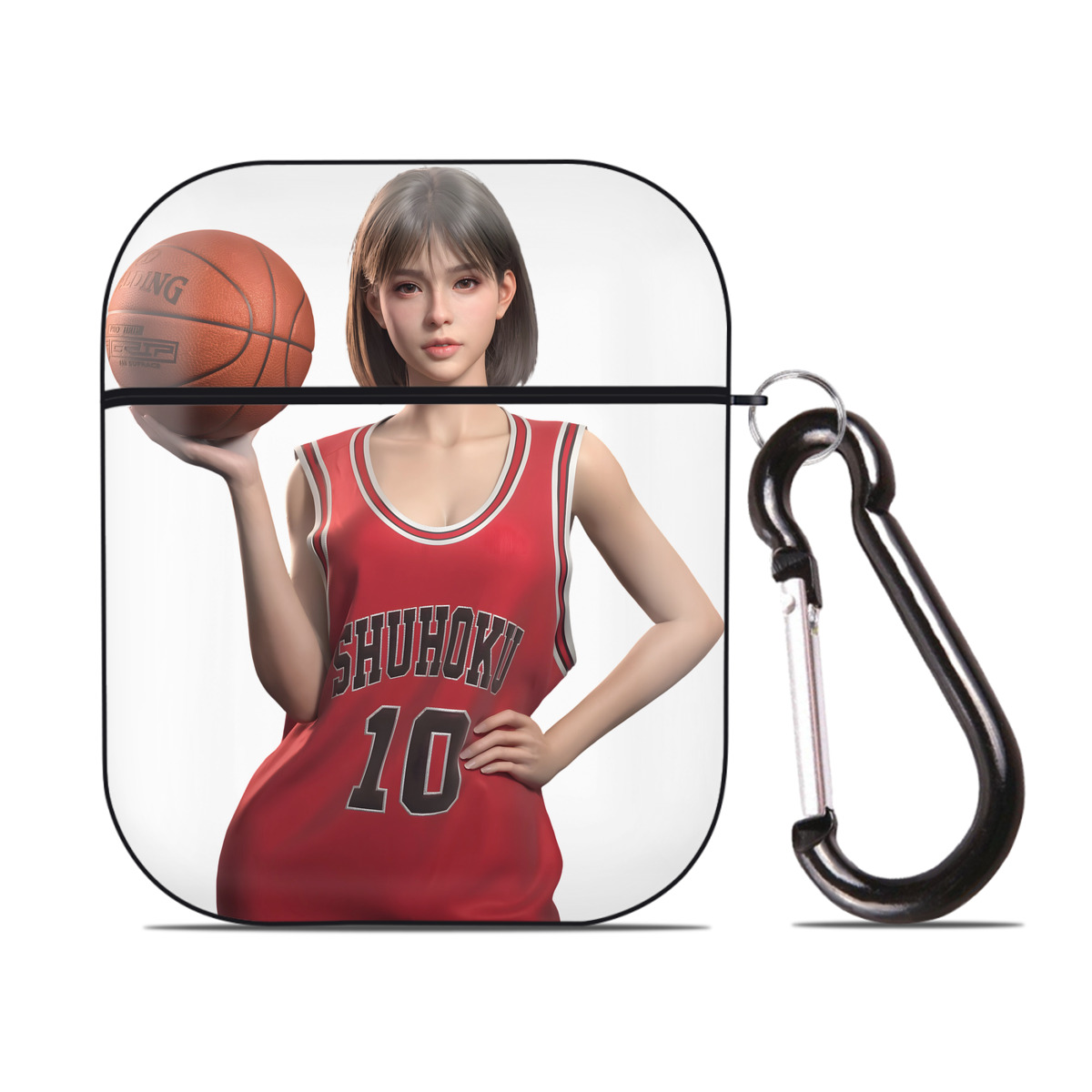 （画像用） SLAM DUNK／スラムダンク AirPods 第2世代保護ケース ハードシェル ブラック 耐衝撃・防指紋・カラビナ付き