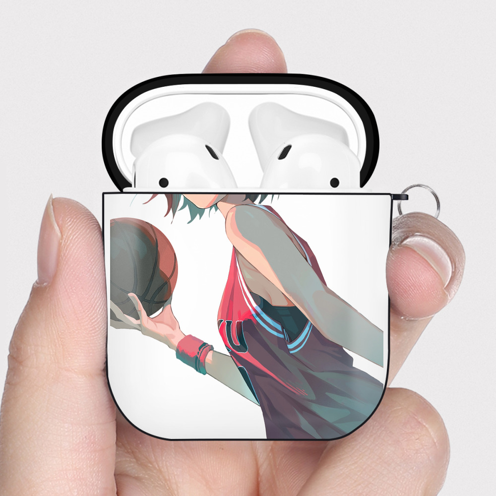 （画像用） SLAM DUNK／スラムダンク AirPods 第2世代保護ケース ハードシェル ブラック 耐衝撃・防指紋・カラビナ付き