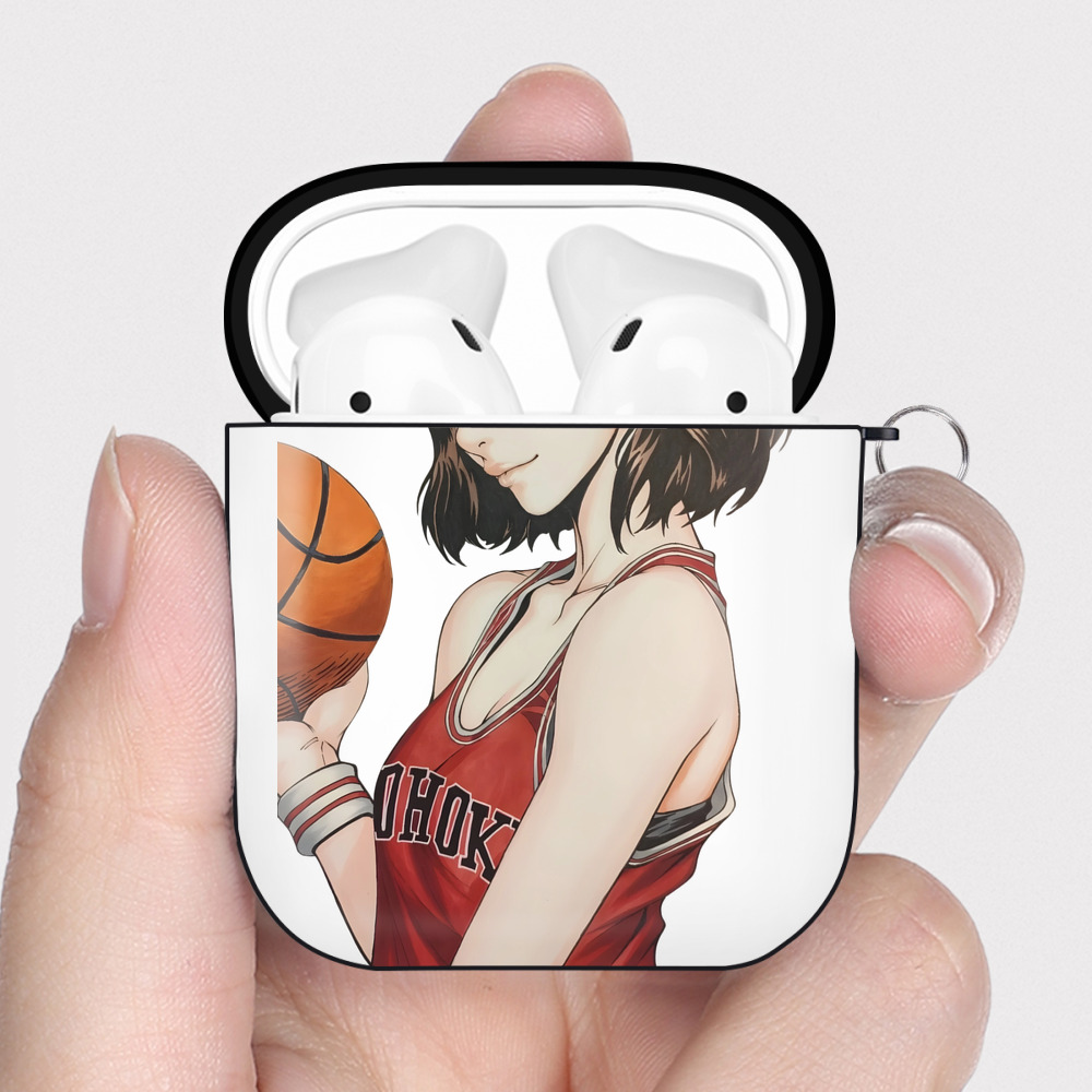 （画像用） SLAM DUNK／スラムダンク AirPods 第2世代保護ケース ハードシェル ブラック 耐衝撃・防指紋・カラビナ付き