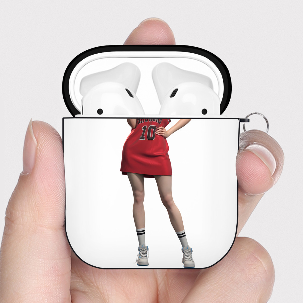 （画像用） SLAM DUNK／スラムダンク AirPods 第2世代保護ケース ハードシェル ブラック 耐衝撃・防指紋・カラビナ付き