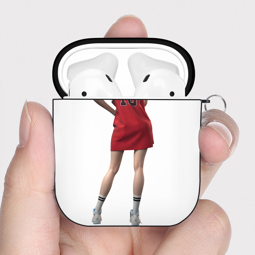 （画像用） SLAM DUNK／スラムダンク AirPods 第2世代保護ケース ハードシェル ブラック 耐衝撃・防指紋・カラビナ付き