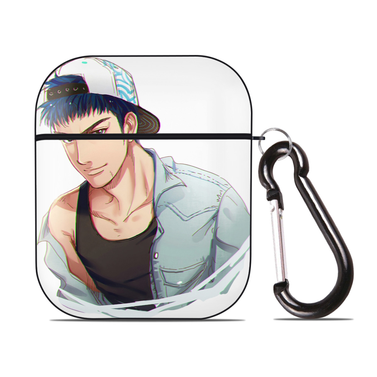 （画像用） SLAM DUNK／スラムダンク AirPods 第2世代保護ケース ハードシェル ブラック 耐衝撃・防指紋・カラビナ付き