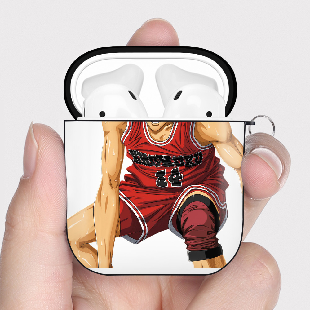 （画像用） SLAM DUNK／スラムダンク AirPods 第2世代保護ケース ハードシェル ブラック 耐衝撃・防指紋・カラビナ付き