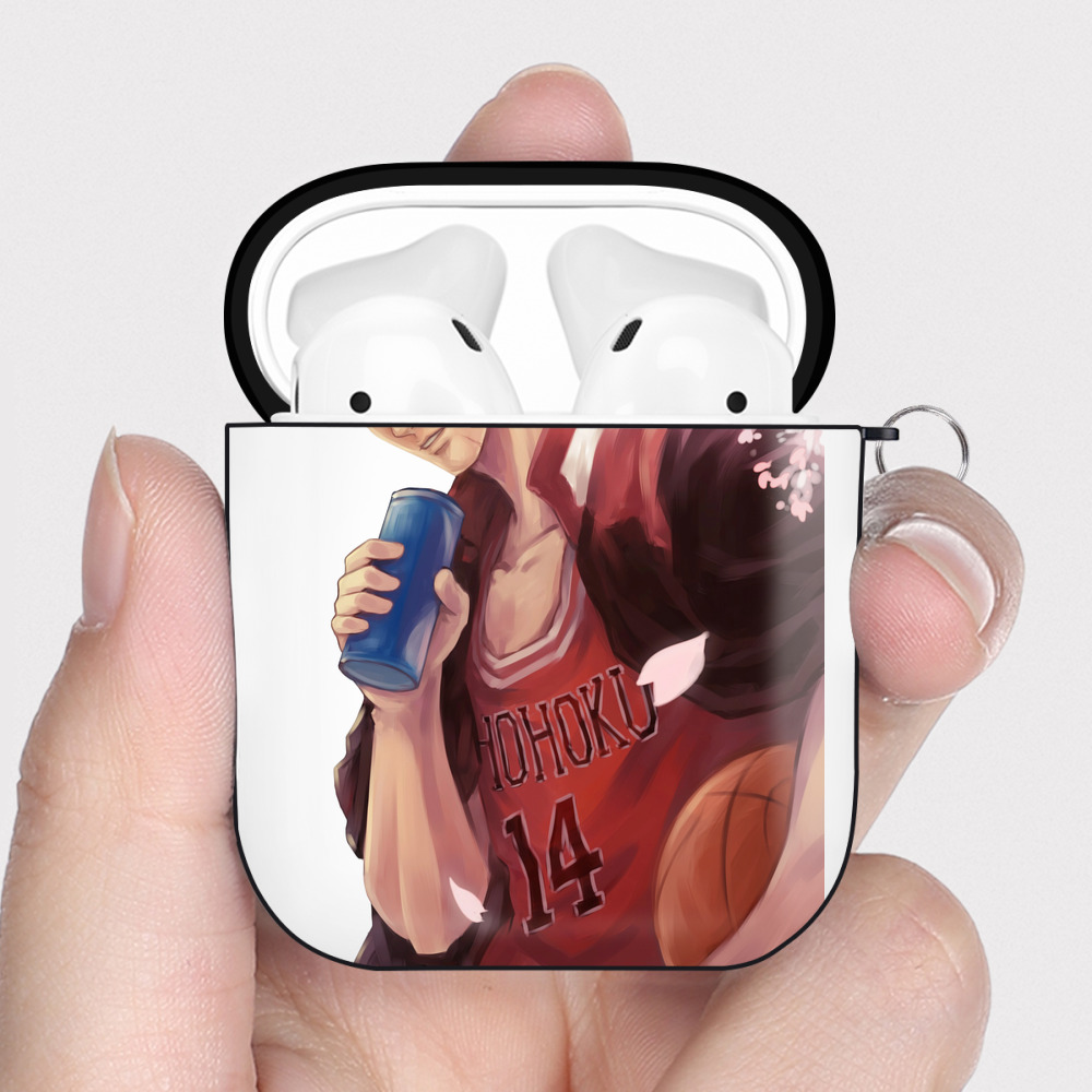 （画像用） SLAM DUNK／スラムダンク AirPods 第2世代保護ケース ハードシェル ブラック 耐衝撃・防指紋・カラビナ付き