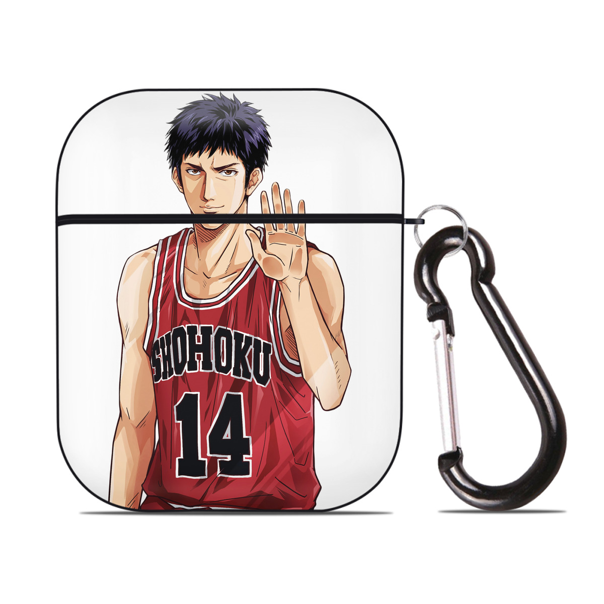 （画像用） SLAM DUNK／スラムダンク AirPods 第2世代保護ケース ハードシェル ブラック 耐衝撃・防指紋・カラビナ付き