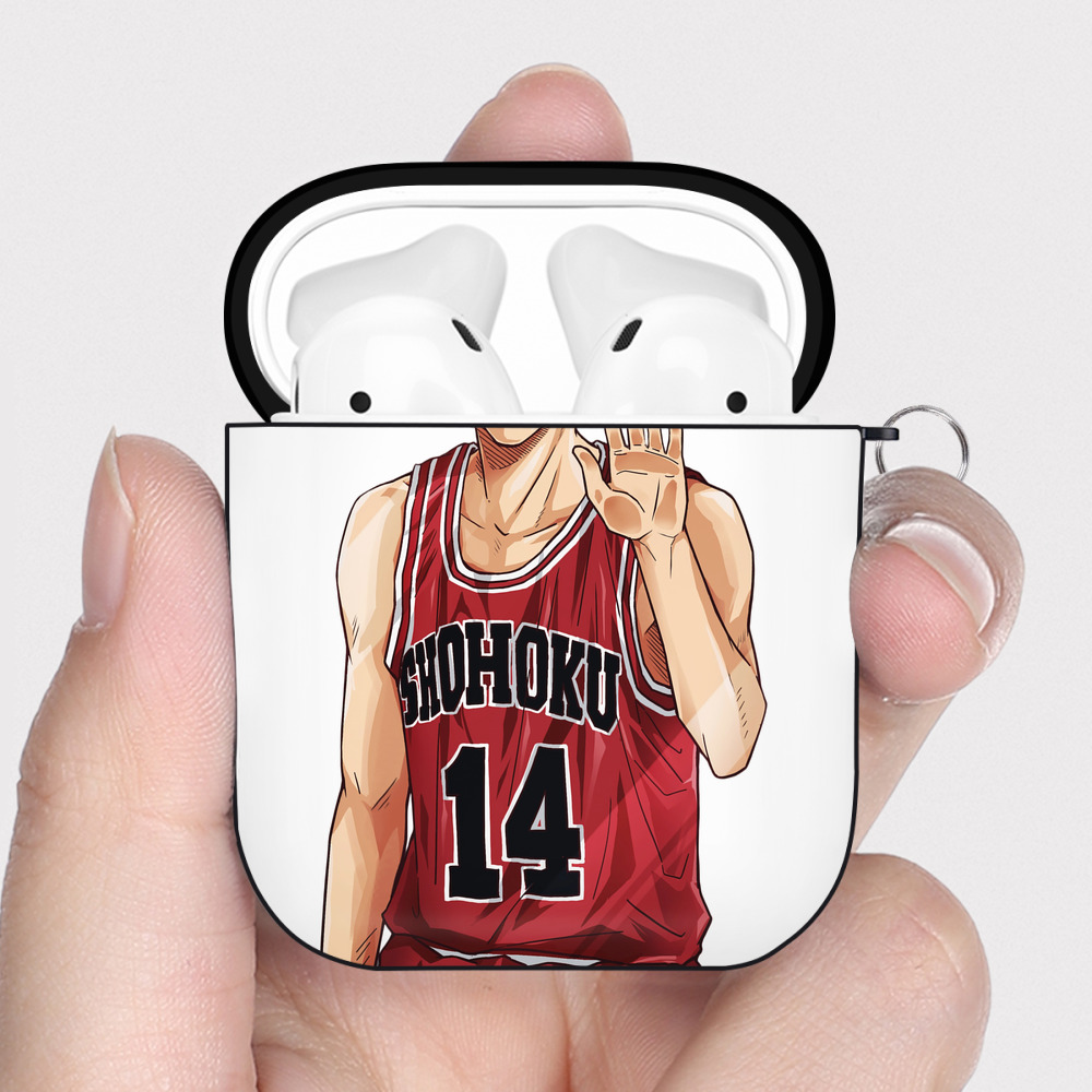 （画像用） SLAM DUNK／スラムダンク AirPods 第2世代保護ケース ハードシェル ブラック 耐衝撃・防指紋・カラビナ付き