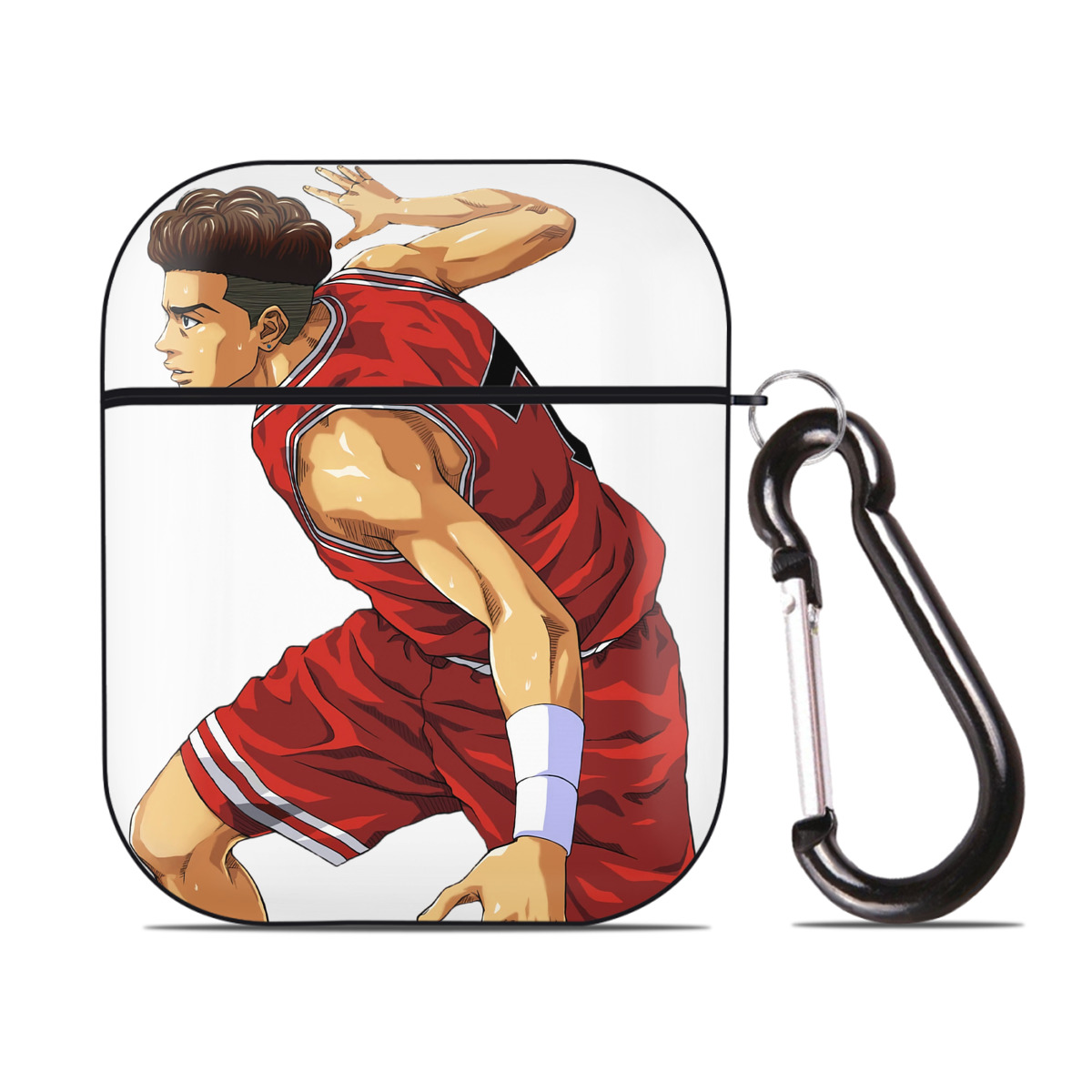 （画像用） SLAM DUNK／スラムダンク AirPods 第2世代保護ケース ハードシェル ブラック 耐衝撃・防指紋・カラビナ付き
