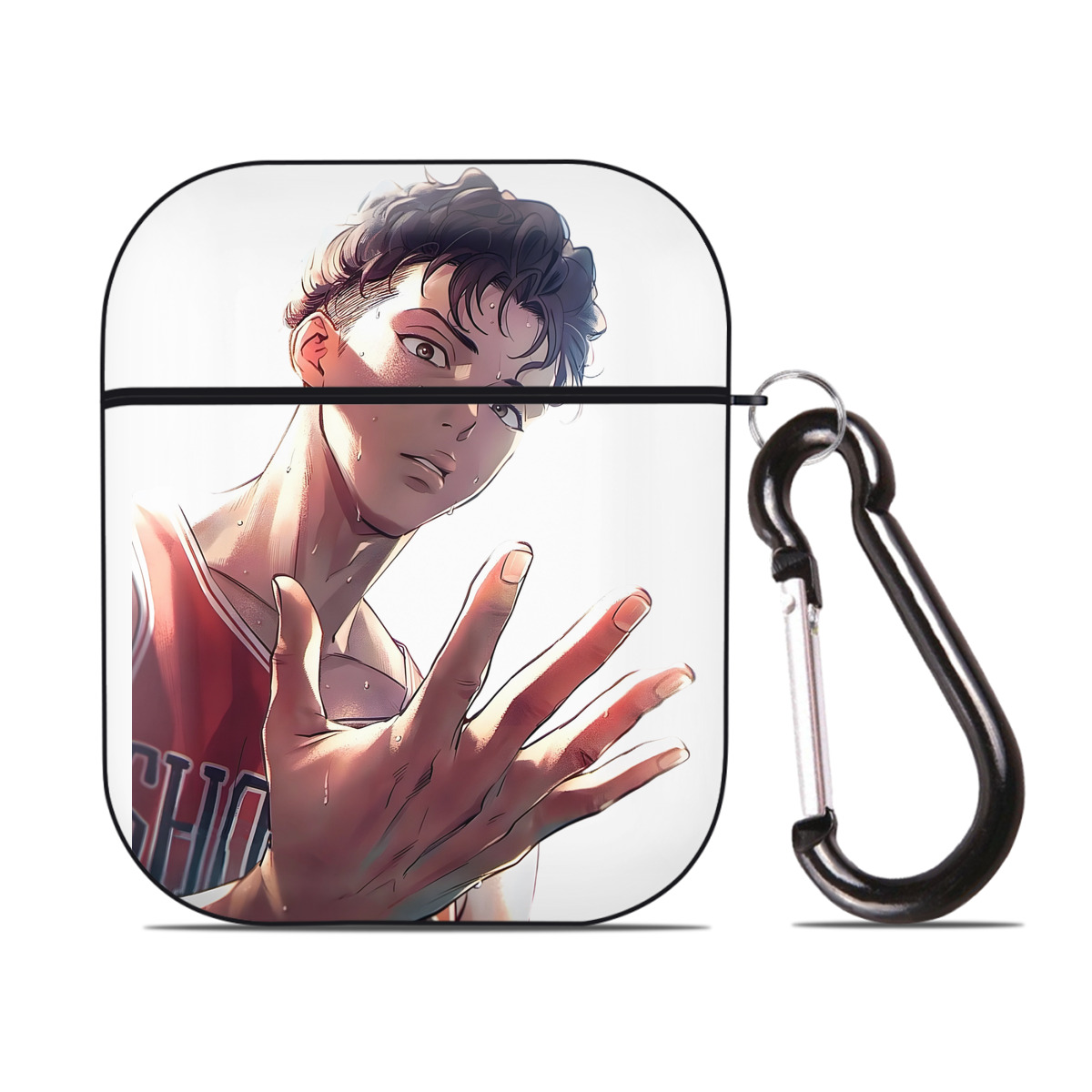 （画像用） SLAM DUNK／スラムダンク AirPods 第2世代保護ケース ハードシェル ブラック 耐衝撃・防指紋・カラビナ付き