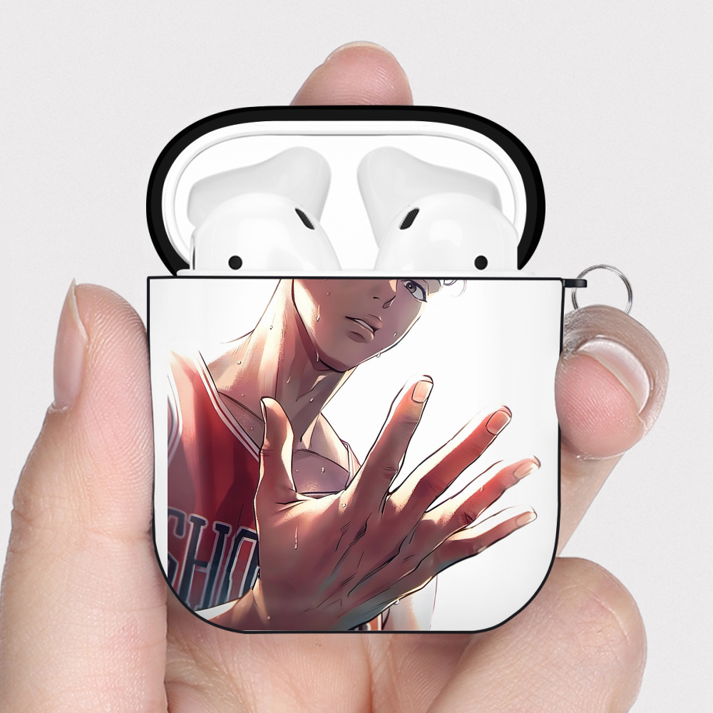 （画像用） SLAM DUNK／スラムダンク AirPods 第2世代保護ケース ハードシェル ブラック 耐衝撃・防指紋・カラビナ付き
